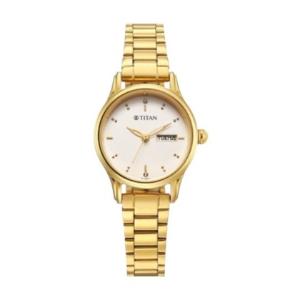 Titan Lagan 2656YM02 Gold Dial Stainless Steel Strap Quartz Analog Women Watch